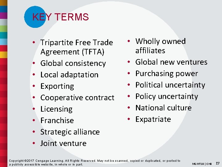 KEY TERMS • Tripartite Free Trade Agreement (TFTA) • Global consistency • Local adaptation
