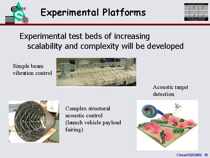 NSF Experimental Platforms Experimental test beds of increasing scalability and complexity will be developed