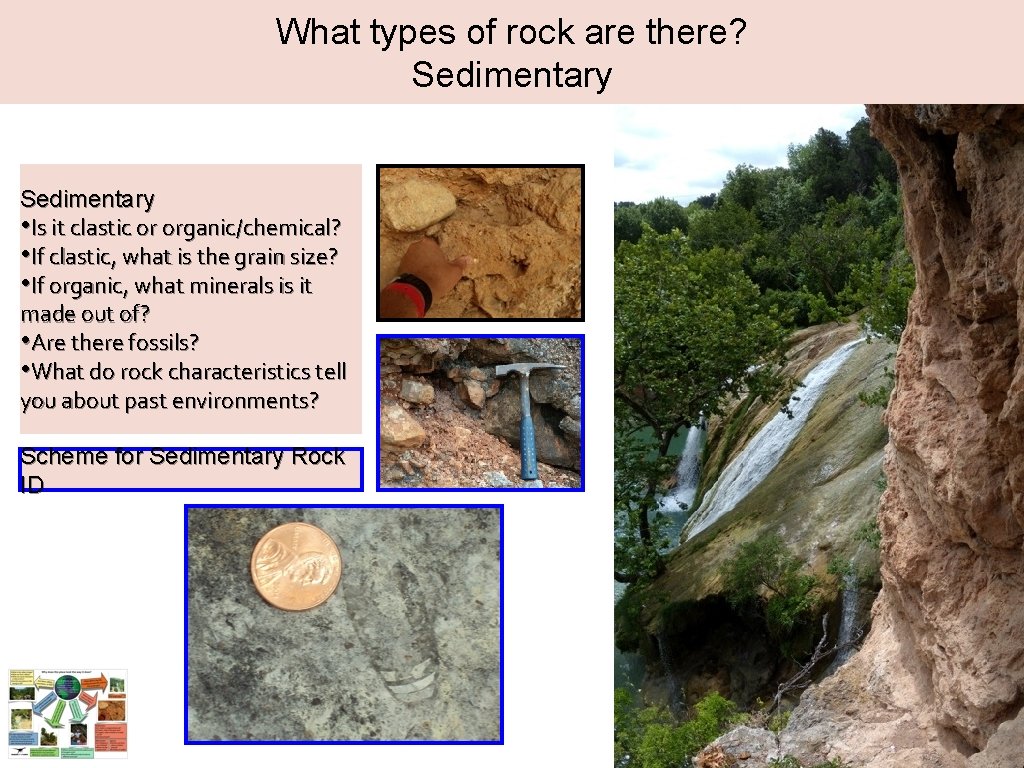 What types of rock are there? Sedimentary • Is it clastic or organic/chemical? •