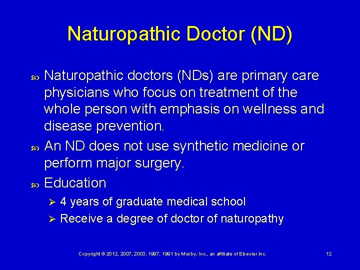 Naturopathic Doctor (ND) Naturopathic doctors (NDs) are primary care physicians who focus on treatment