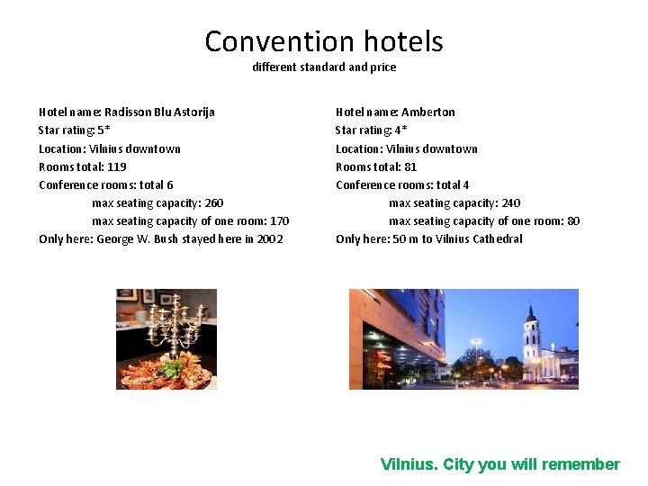 Convention hotels different standard and price Hotel name: Radisson Blu Astorija Star rating: 5*