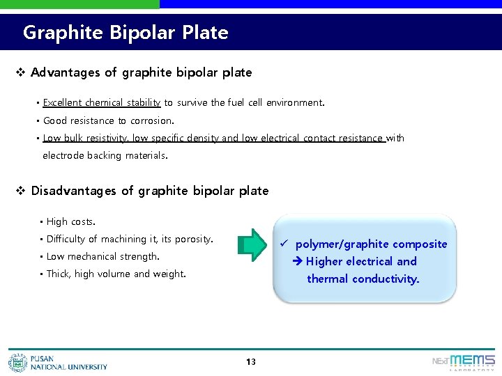 Graphite Bipolar Plate v Advantages of graphite bipolar plate • Excellent chemical stability to