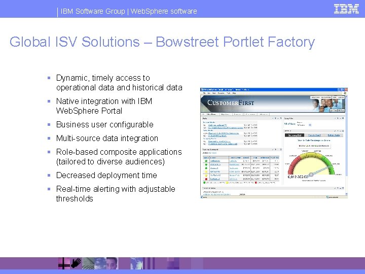 IBM Software Group | Web. Sphere software Global ISV Solutions – Bowstreet Portlet Factory