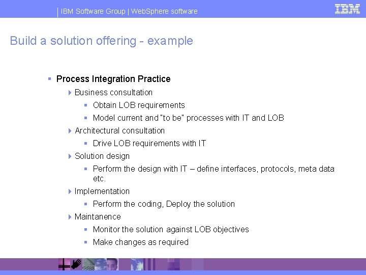 IBM Software Group | Web. Sphere software Build a solution offering - example §