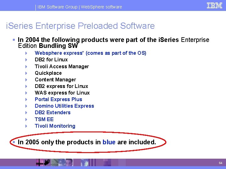 IBM Software Group | Web. Sphere software i. Series Enterprise Preloaded Software § In