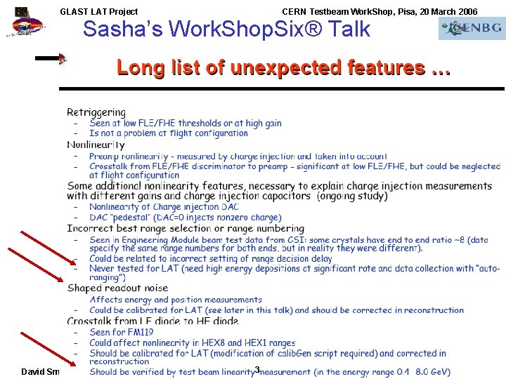 GLAST LAT Project CERN Testbeam Work. Shop, Pisa, 20 March 2006 Sasha’s Work. Shop.