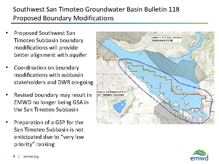 Southwest San Timoteo Groundwater Basin Bulletin 118 Proposed Boundary Modifications • Proposed Southwest San