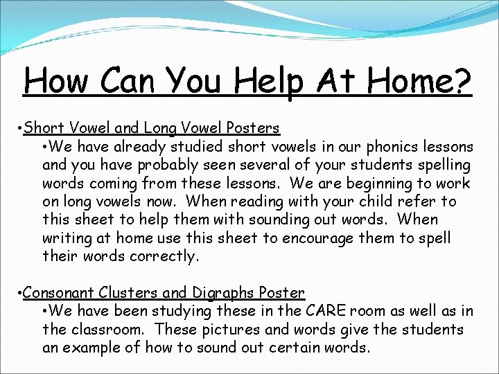 How Can You Help At Home? • Short Vowel and Long Vowel Posters •