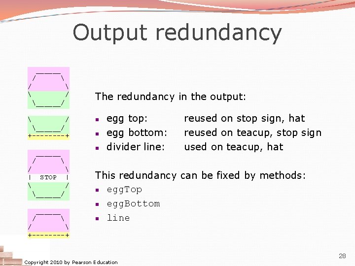 Output redundancy ______ /   / ______/ +----+ ______ /  | STOP