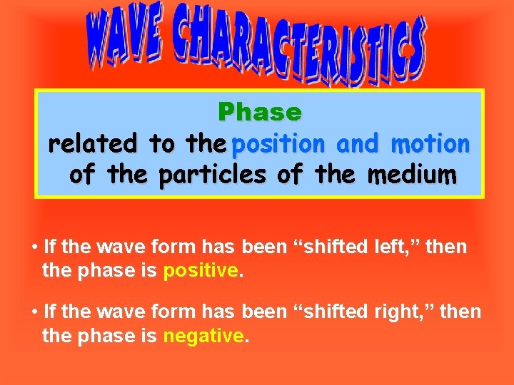 Phase related to the position and motion of the particles of the medium •