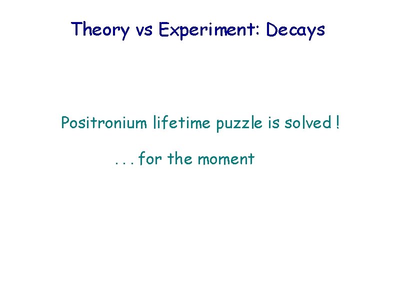 Theory vs Experiment: Decays Positronium lifetime puzzle is solved !. . . for the