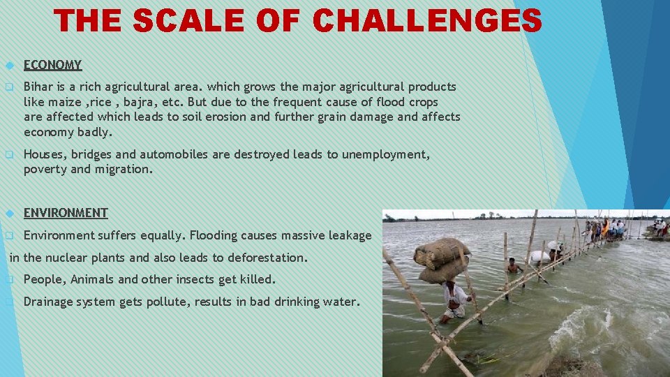 THE SCALE OF CHALLENGES ECONOMY q Bihar is a rich agricultural area. which grows