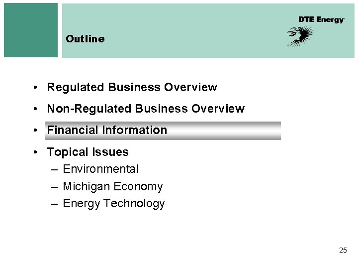 Outline • Regulated Business Overview • Non-Regulated Business Overview • Financial Information • Topical