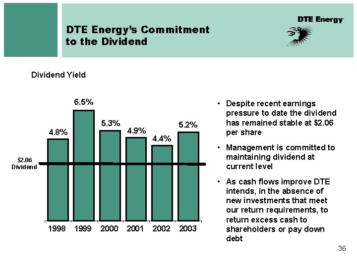 DTE Energy’s Commitment to the Dividend Yield 6. 5% 5. 3% 4. 8% 4.