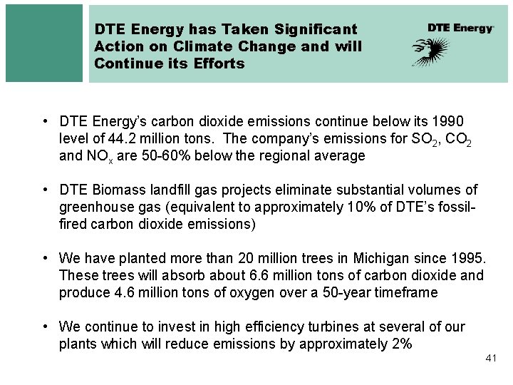 DTE Energy has Taken Significant Action on Climate Change and will Continue its Efforts