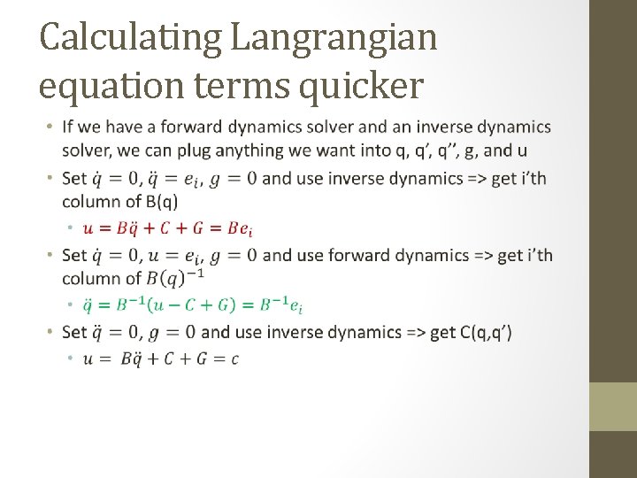 Calculating Langrangian equation terms quicker • 