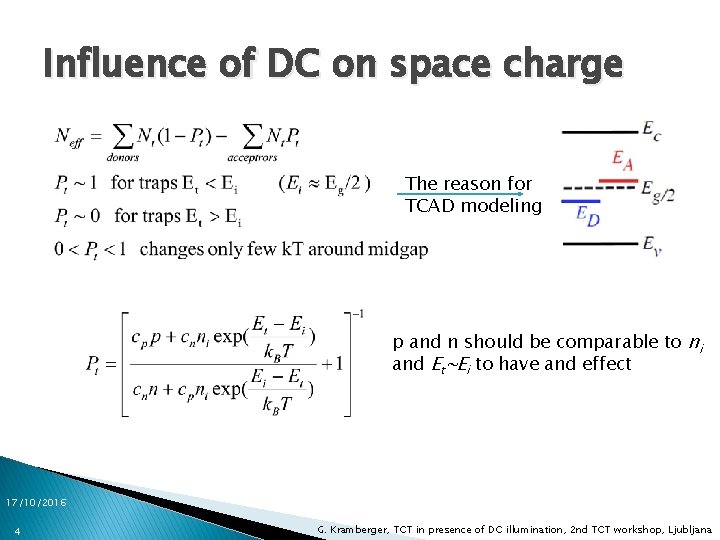 Influence of DC on space charge The reason for TCAD modeling p and n