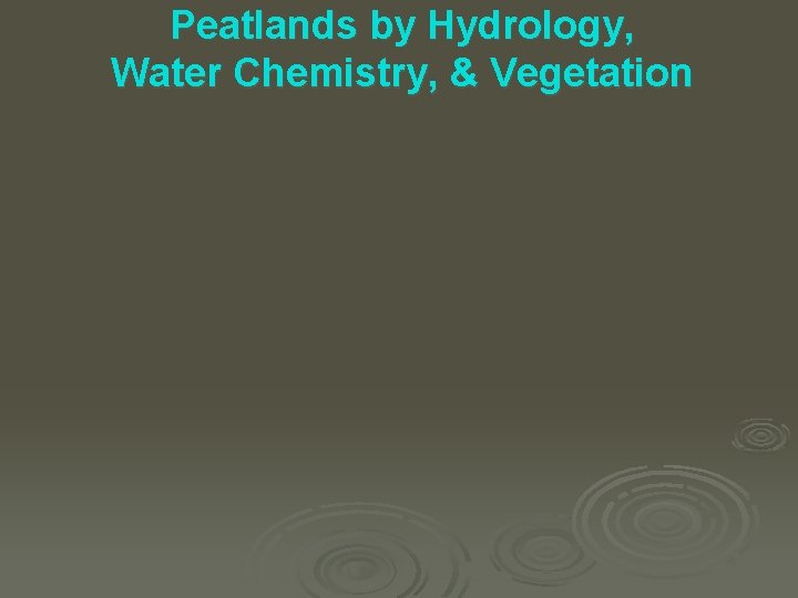 Peatlands by Hydrology, Water Chemistry, & Vegetation 