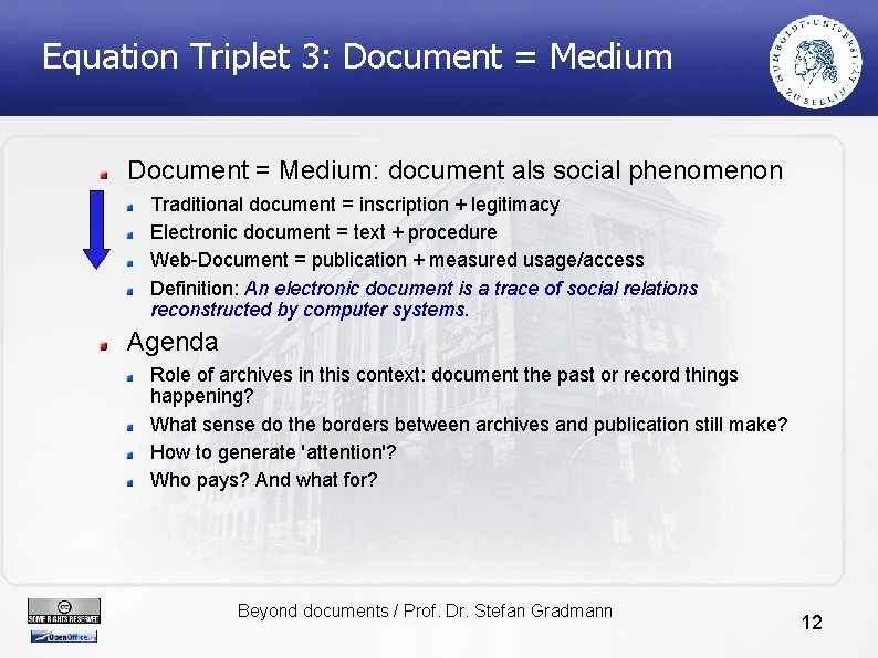 Equation Triplet 3: Document = Medium: document als social phenomenon Traditional document = inscription