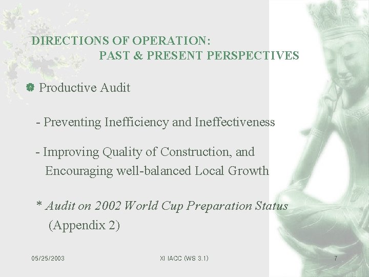 DIRECTIONS OF OPERATION: PAST & PRESENT PERSPECTIVES | Productive Audit - Preventing Inefficiency and