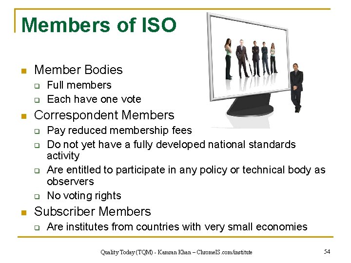 Members of ISO n Member Bodies q q n Correspondent Members q q n