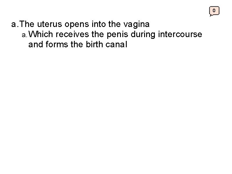 0 a. The uterus opens into the vagina a. Which receives the penis during