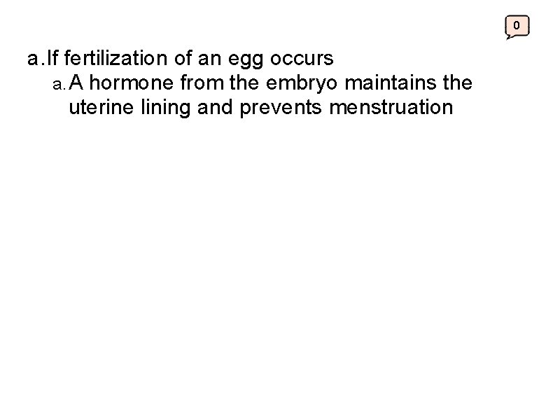 0 a. If fertilization of an egg occurs a. A hormone from the embryo