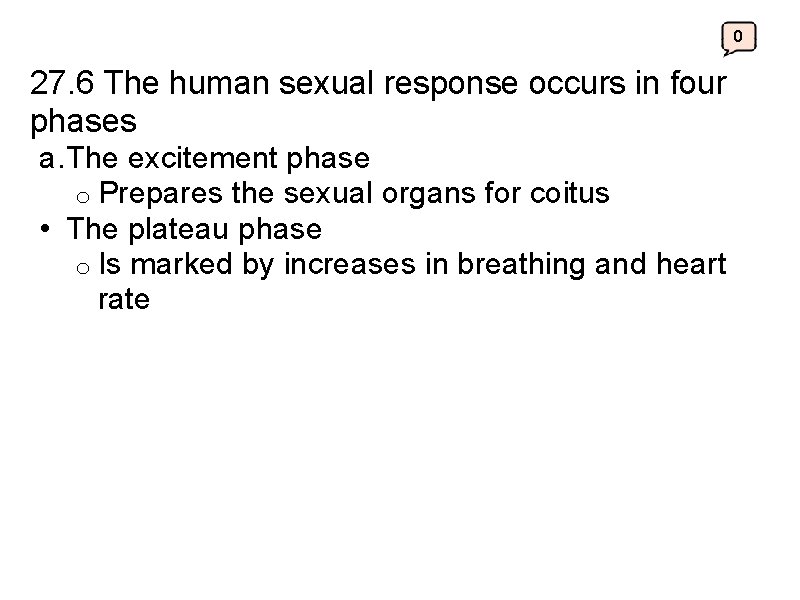 0 27. 6 The human sexual response occurs in four phases a. The excitement