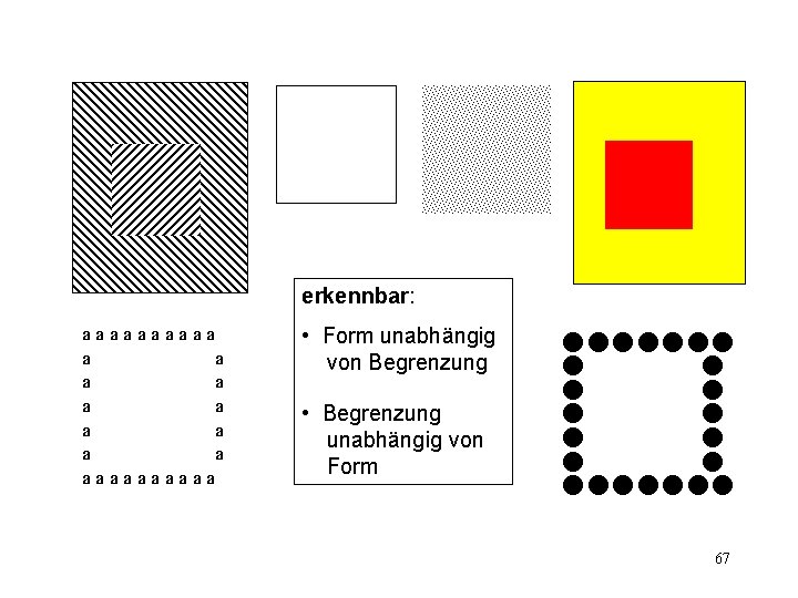 erkennbar: aaaaa a a aaaaa • Form unabhängig von Begrenzung • Begrenzung unabhängig von