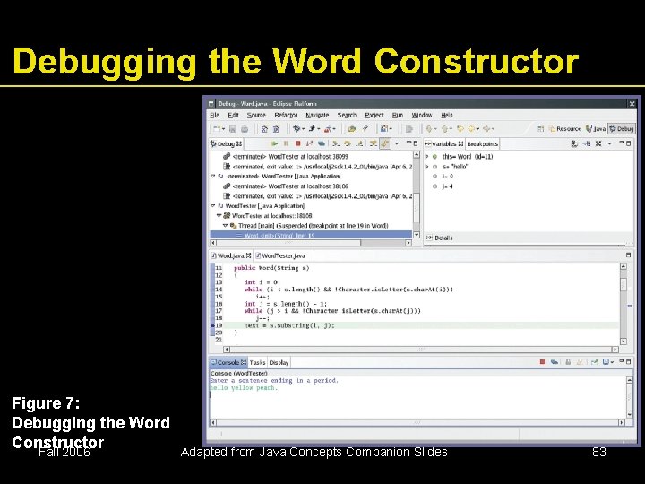 Debugging the Word Constructor Figure 7: Debugging the Word Constructor Fall 2006 Adapted from