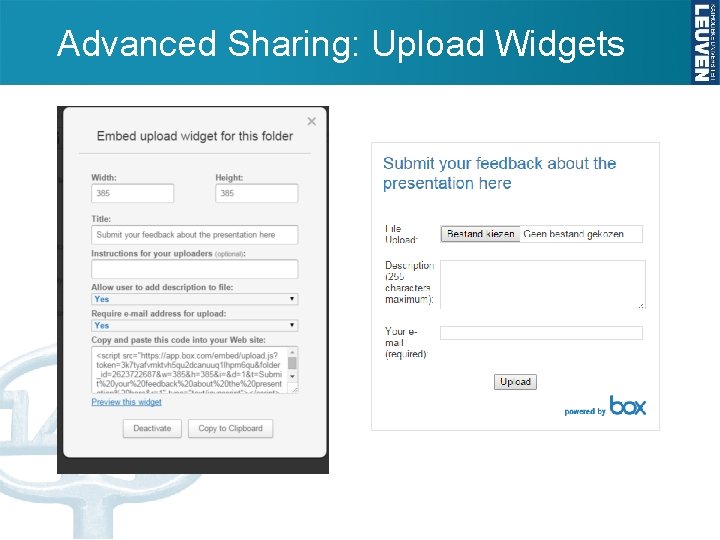 Advanced Sharing: Upload Widgets 