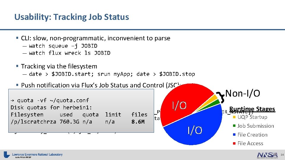 Usability: Tracking Job Status § CLI: slow, non-programmatic, inconvenient to parse — watch squeue