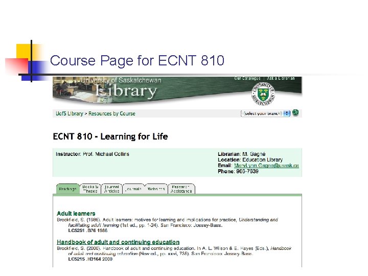 Course Page for ECNT 810 