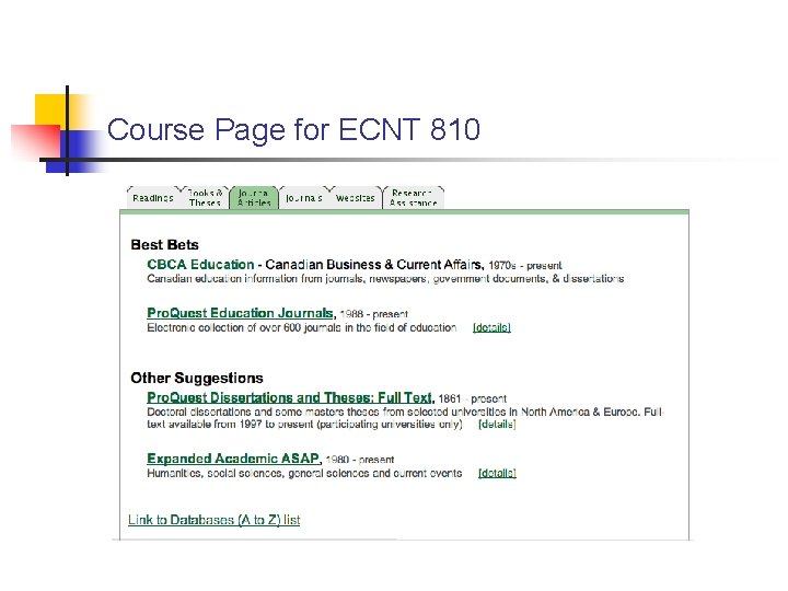 Course Page for ECNT 810 