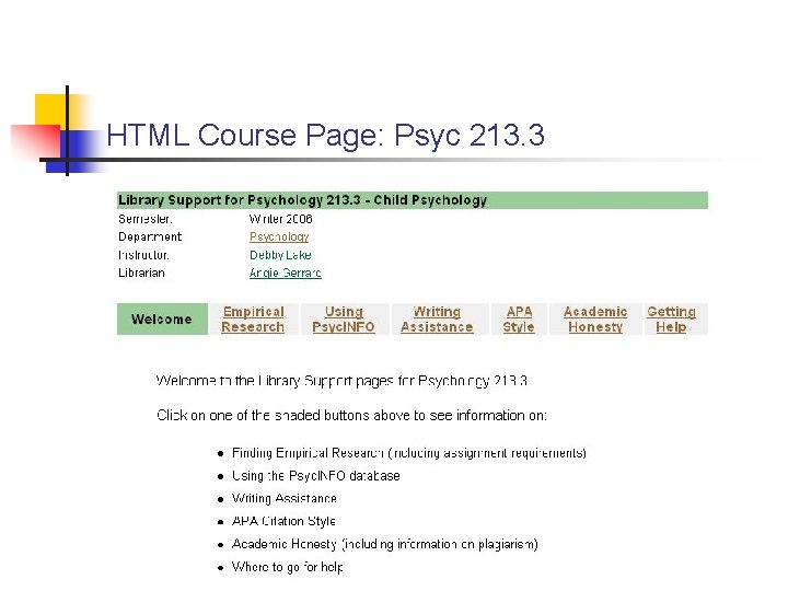 HTML Course Page: Psyc 213. 3 