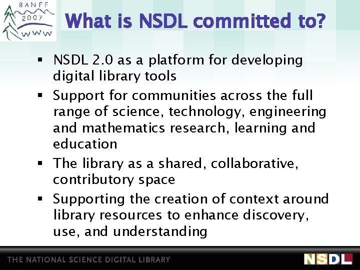 What is NSDL committed to? § NSDL 2. 0 as a platform for developing