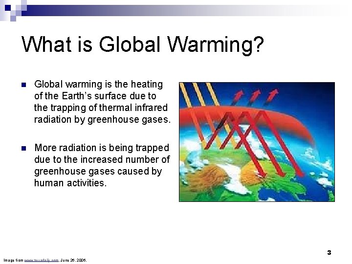 What is Global Warming? n Global warming is the heating of the Earth’s surface
