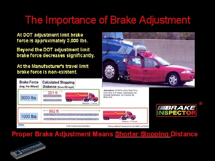 The Importance of Brake Adjustment ® Proper Brake Adjustment Means Shorter Stopping Distance 