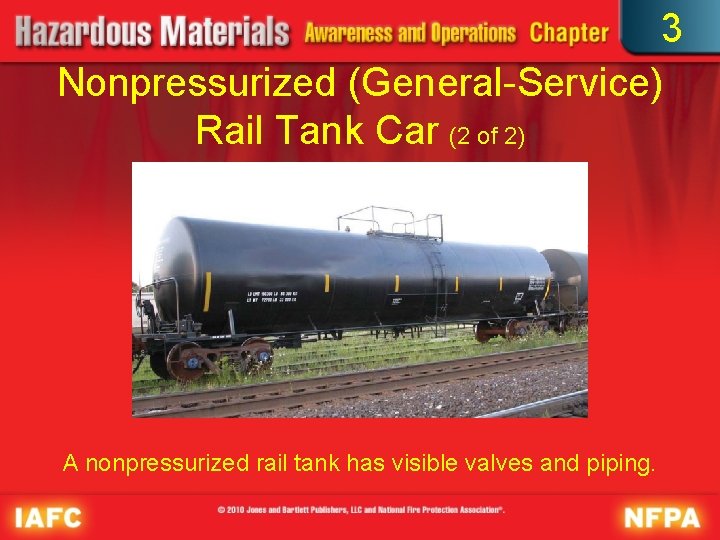 3 Nonpressurized (General-Service) Rail Tank Car (2 of 2) A nonpressurized rail tank has