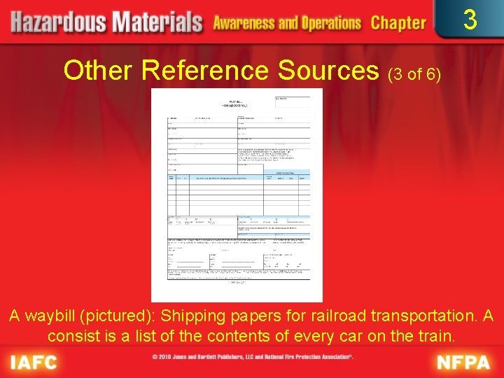 3 Other Reference Sources (3 of 6) A waybill (pictured): Shipping papers for railroad