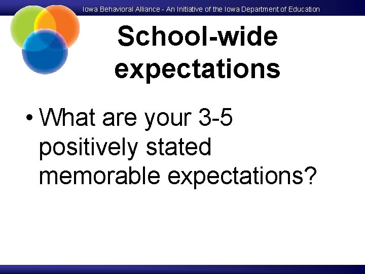 Iowa Behavioral Alliance - An Initiative of the Iowa Department of Education School-wide expectations