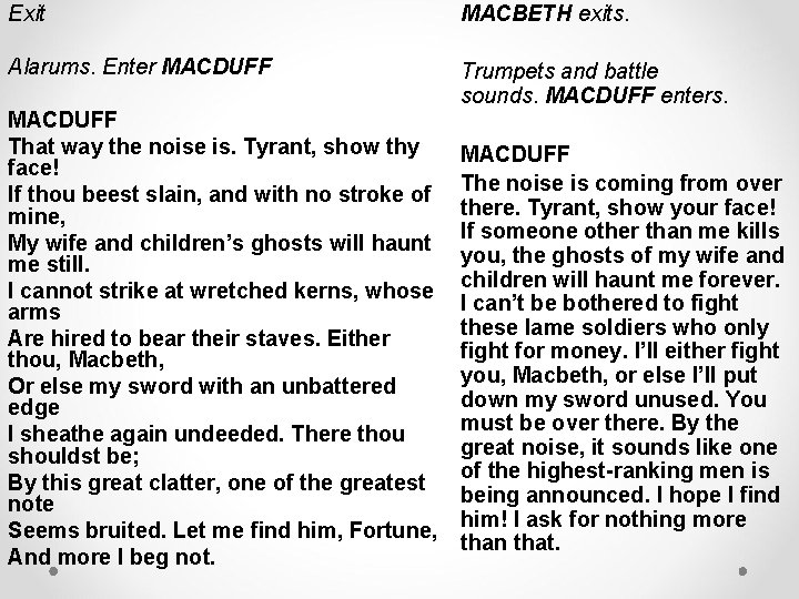 Exit MACBETH exits. Alarums. Enter MACDUFF Trumpets and battle sounds. MACDUFF enters. MACDUFF That Exit MACBETH exits. Alarums. Enter MACDUFF Trumpets and battle sounds. MACDUFF enters. MACDUFF That