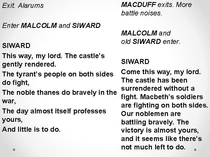 Exit. Alarums Enter MALCOLM and SIWARD This way, my lord. The castle’s gently rendered. Exit. Alarums Enter MALCOLM and SIWARD This way, my lord. The castle’s gently rendered.