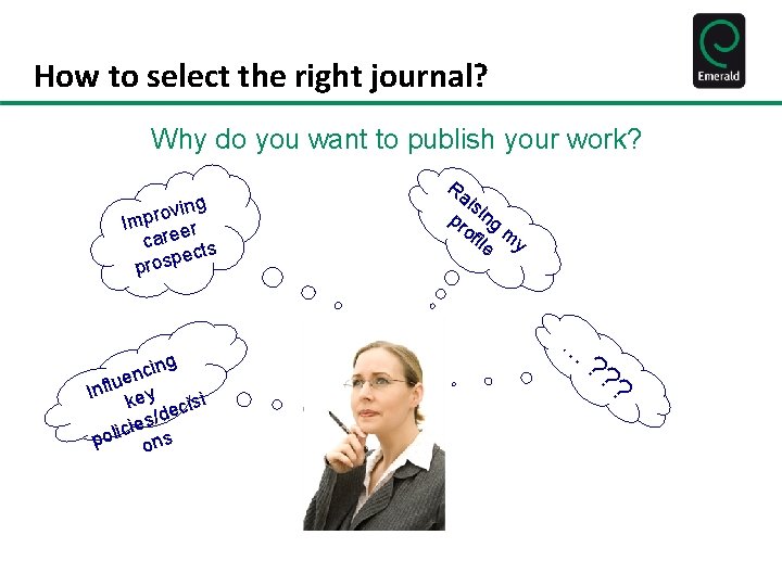 How to select the right journal? Why do you want to publish your work?