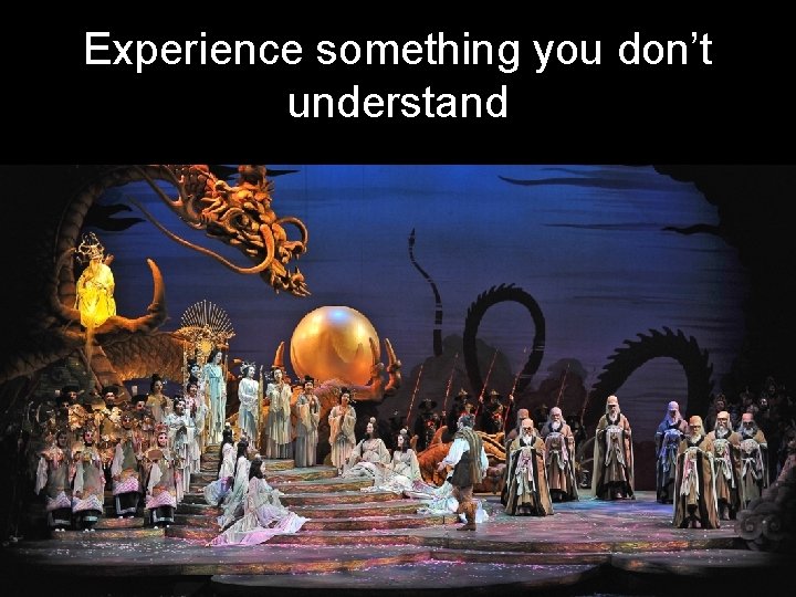 Experience something you don’t understand 