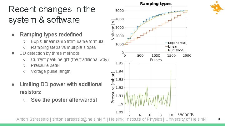 Recent changes in the system & software ● Ramping types redefined ○ Exp &