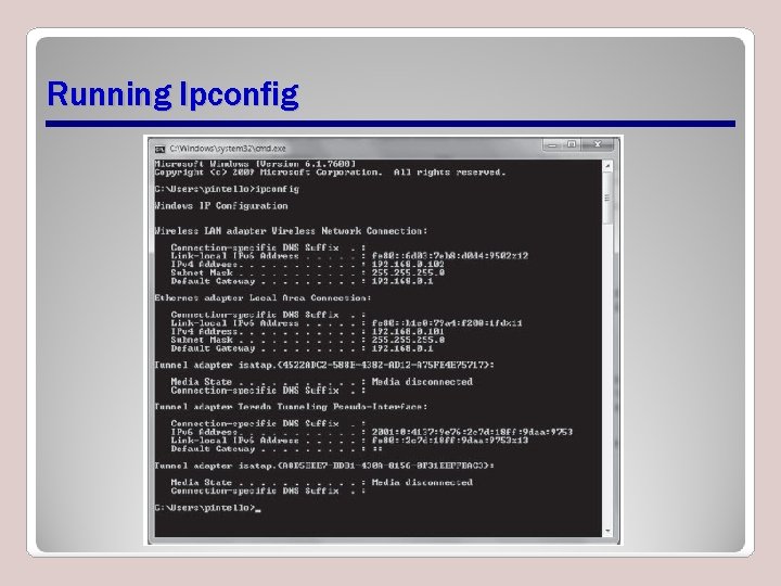 Running Ipconfig 