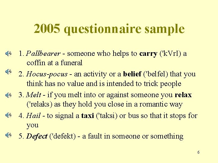 2005 questionnaire sample 1. Pallbearer - someone who helps to carry ('k. Vr. I)