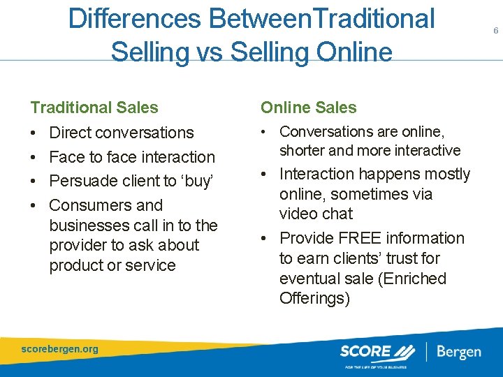 Differences Between. Traditional Selling vs Selling Online Traditional Sales Online Sales • • •