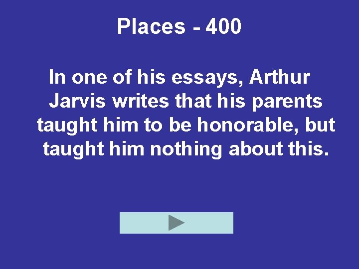 Places - 400 In one of his essays, Arthur Jarvis writes that his parents